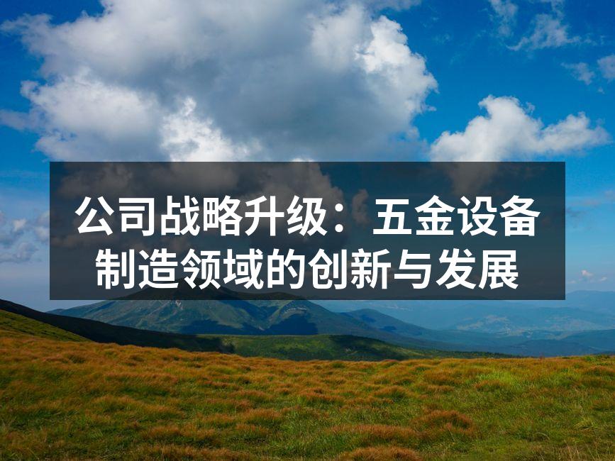 公司战略升级：五金设备制造领域的创新与发展